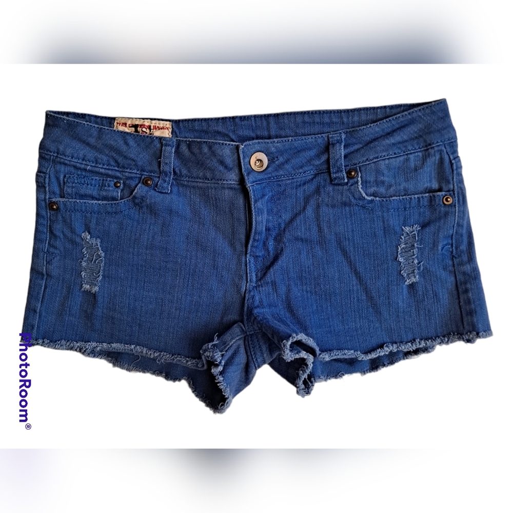 1st kiss raw hem blue "short" shorts